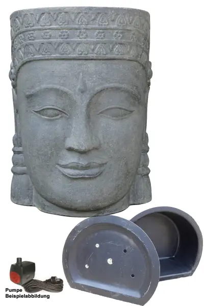 Product image 3 of the product “Khmer-head as water feature, 67cm height, cast stone, hollow, handcrafted & coloured 70 cm”